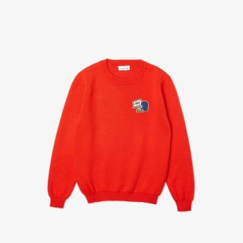 Lacoste Badge Sweater - Svetr Dětské Červené | CZ-G3MCrs